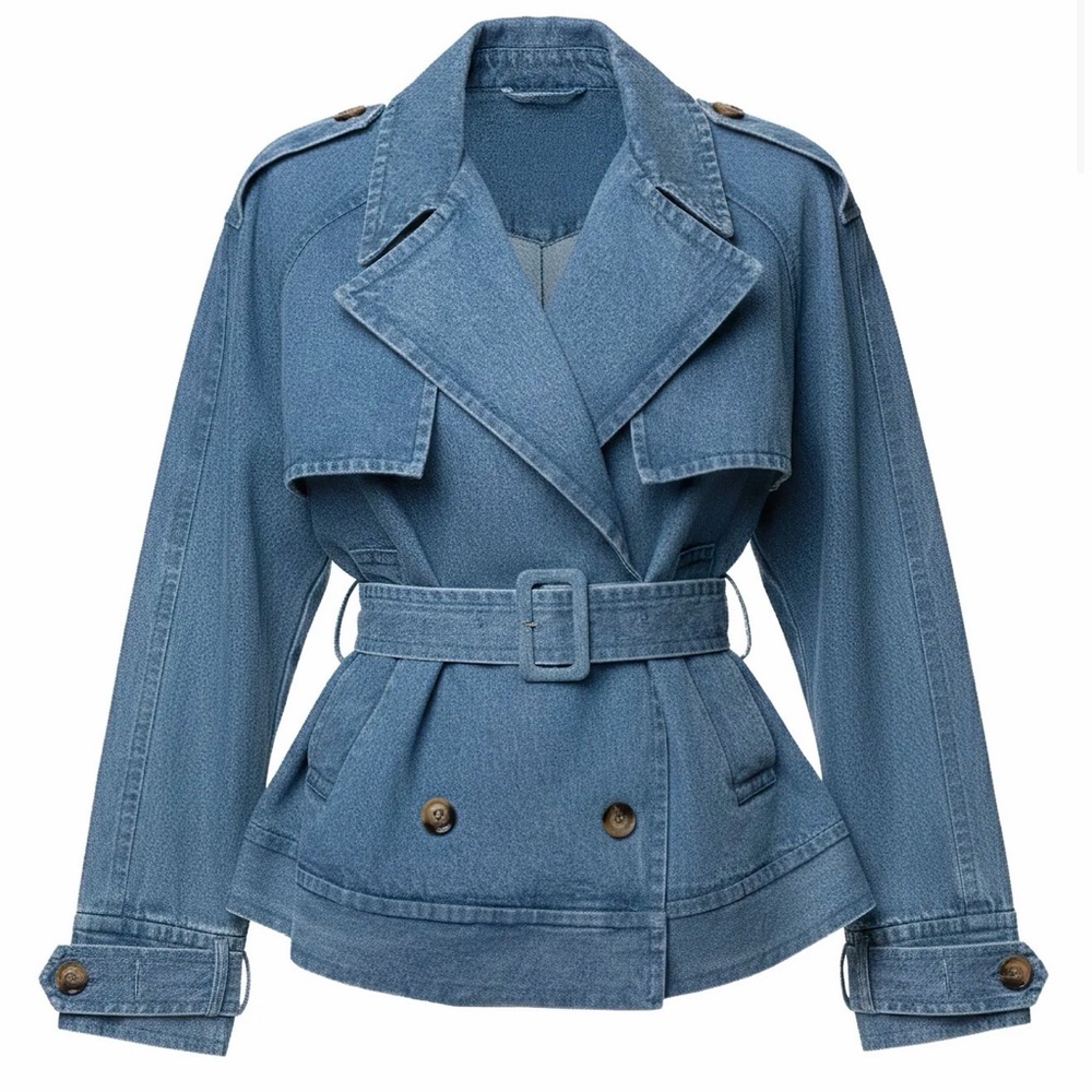 JLUXLABEL MEDIUM WASH DOUBLE BREASTED DENIM JACKET - Picture 5 of 8